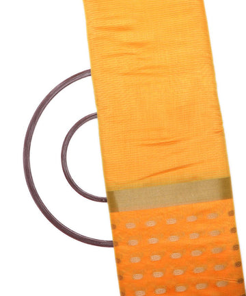 yellow polka pattern chanderi silk fabric